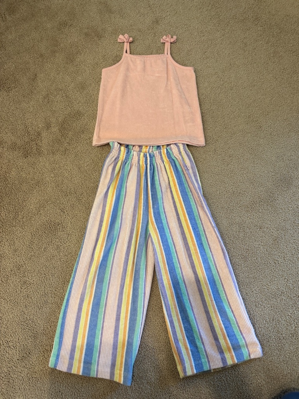 Ruffle Butts Pink Tank Top with Knotted Straps and pants set